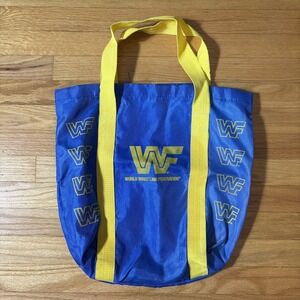 Vintage‎ WWF Gym Tote Bag Original 80s World Wrestling Federation Blue WWE
